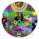 Lofaris Hip Hop Graffiti Wall 90s Themed Round Birthday Backdrop
